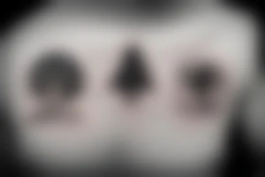 tent, mountain, camera, tree tattoo idea