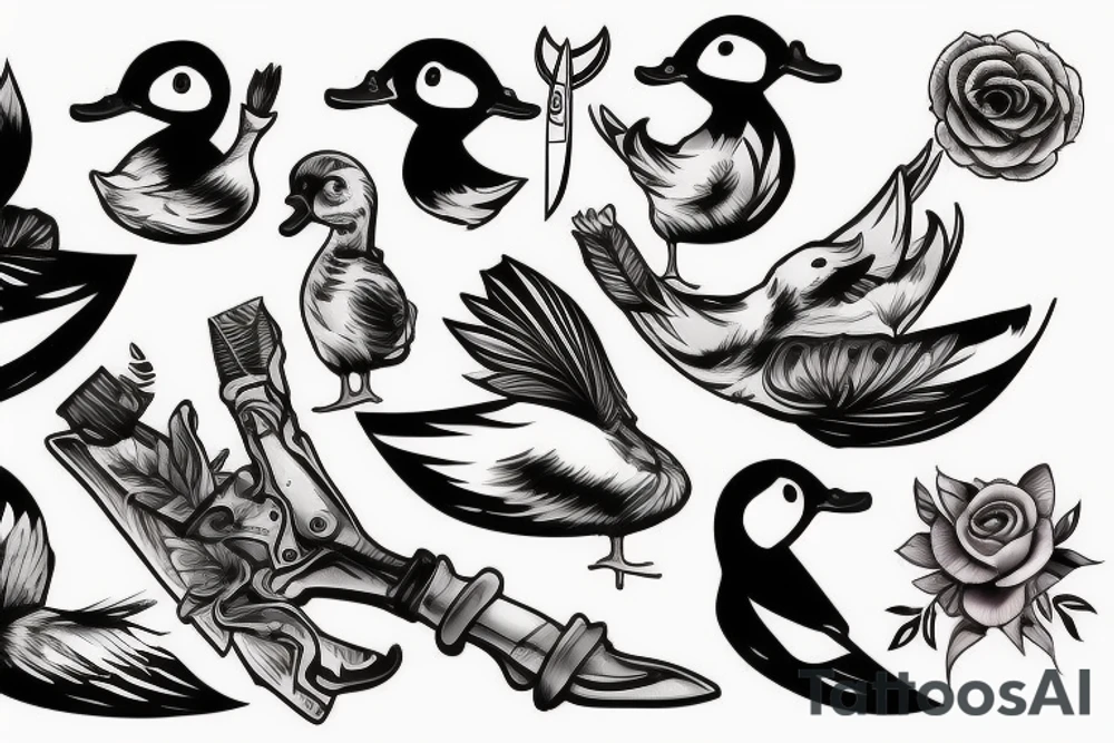 duck with knife tattoo idea