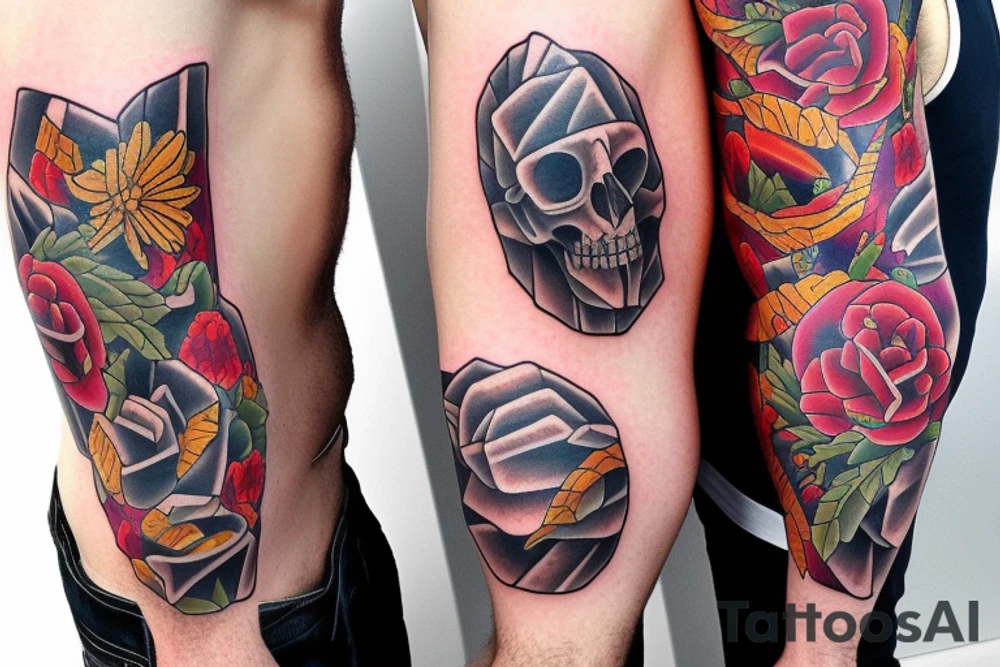 two men hugging american traditional tattoo idea