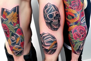 two men hugging american traditional tattoo idea