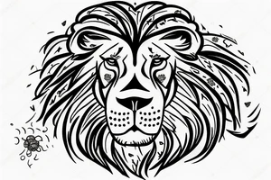 lion with chamomile flower in his mouth tattoo idea