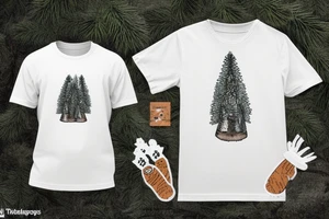 teddy bear wearing a shirt with a pine tree tattoo idea