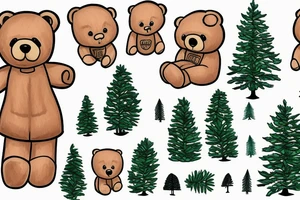 teddy bear wearing a shirt with a pine tree tattoo idea