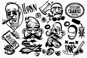 old man smoking a cigarette tattoo idea