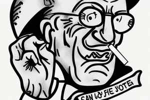old man smoking a cigarette tattoo idea