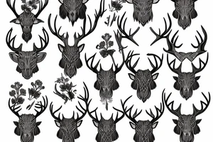 viking stag with scottish flowers tattoo idea