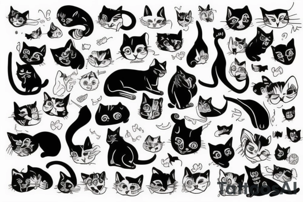 cat facing forward tattoo idea