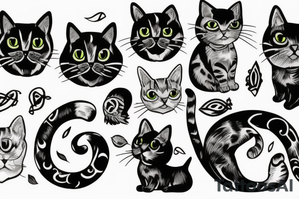 cat facing forward tattoo idea