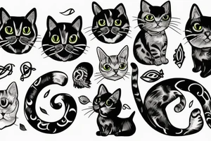 cat facing forward tattoo idea