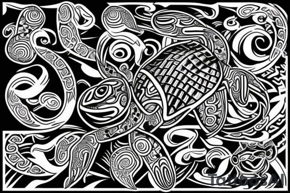 Turtle in Maori style tattoo idea