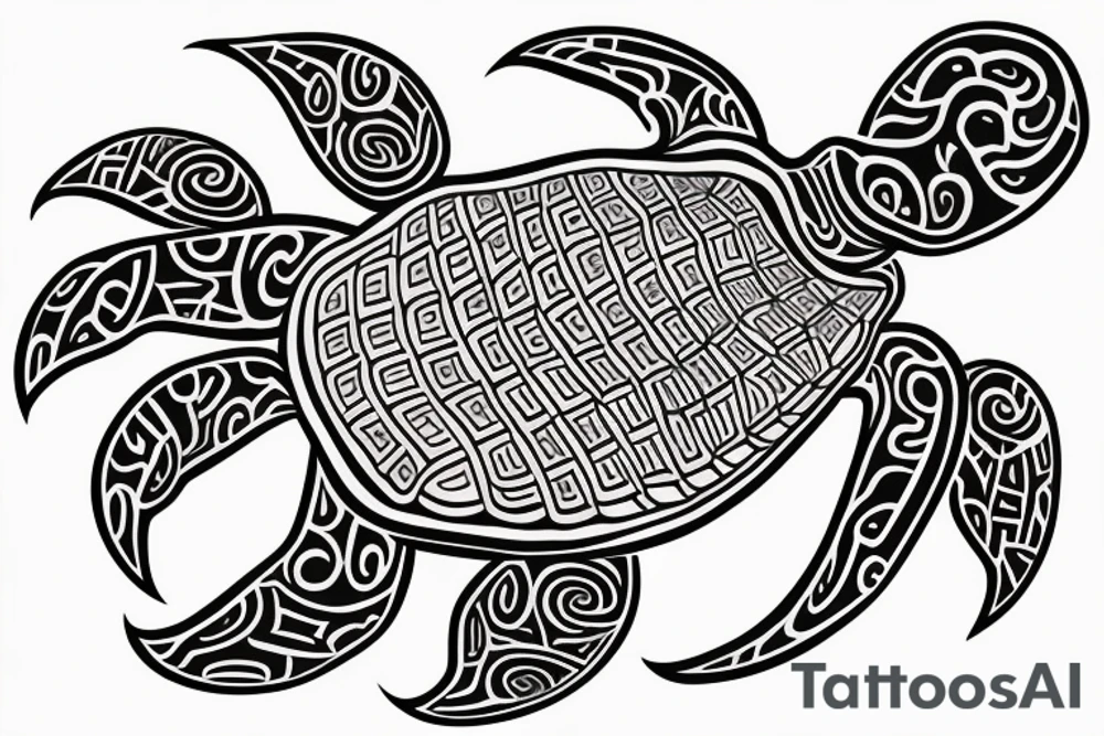 Turtle in Maori style tattoo idea