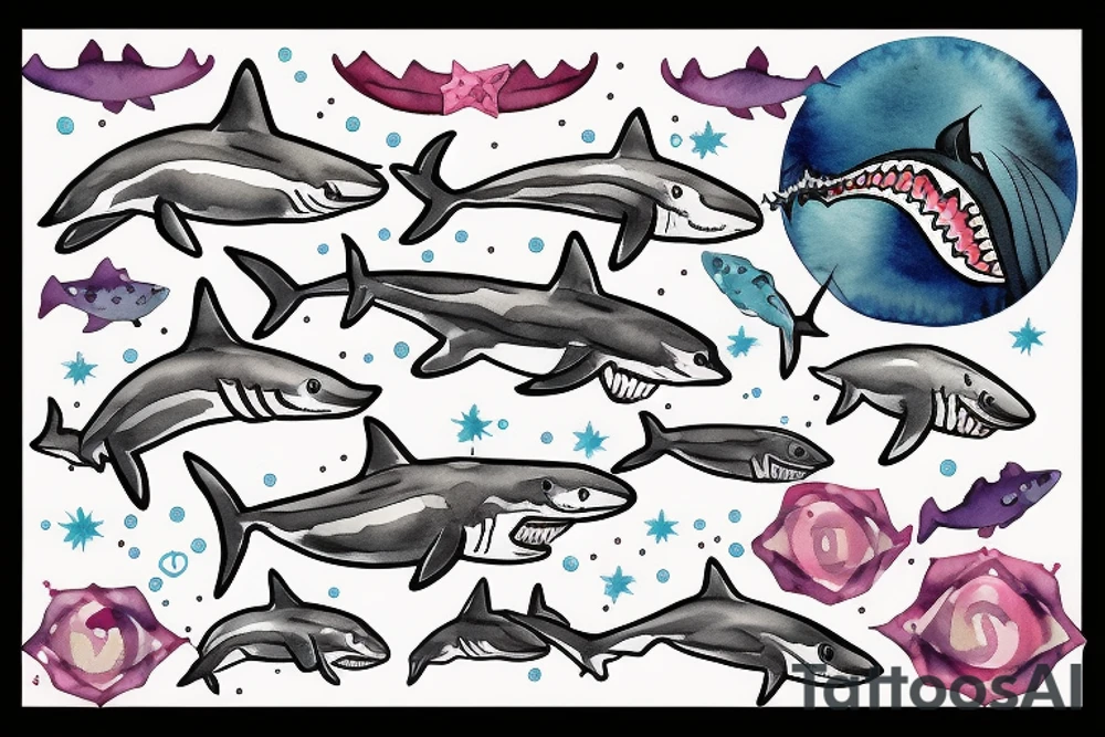Shark with seestars tattoo idea