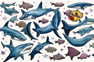 Only one Shark with seestars tattoo idea