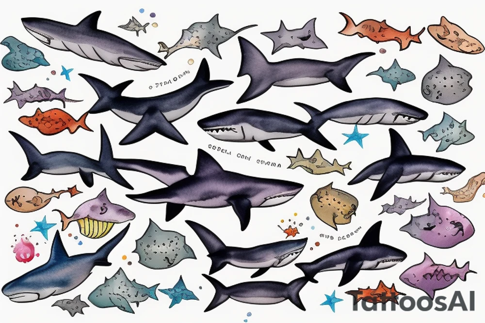 Only one Shark with seestars tattoo idea