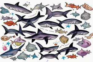 Only one Shark with seestars tattoo idea