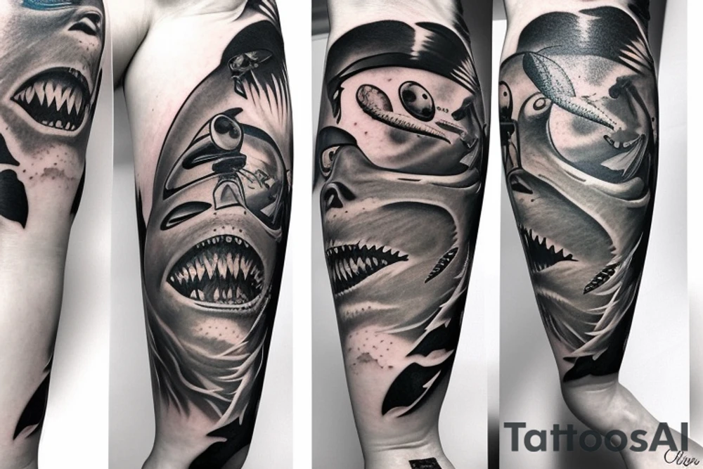 Only one Shark with seestars tattoo idea