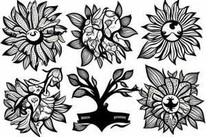 Puerto Rico flowers with Sun and a tree off Life tattoo idea