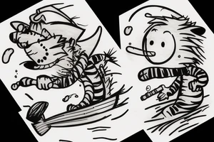 Calvin and Hobbes fishing tattoo idea