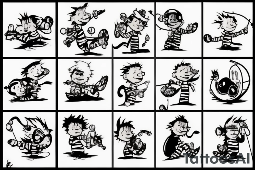 Football fishing nature Calvin and hobbes tattoo idea