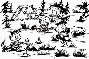 Football fishing nature Calvin and hobbes tattoo idea