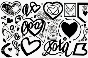 heart with “xoxo” running through it tattoo idea