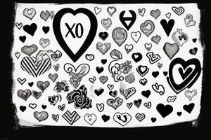 heart with “xoxo” running through it tattoo idea