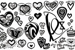 heart with “xoxo” running through it tattoo idea