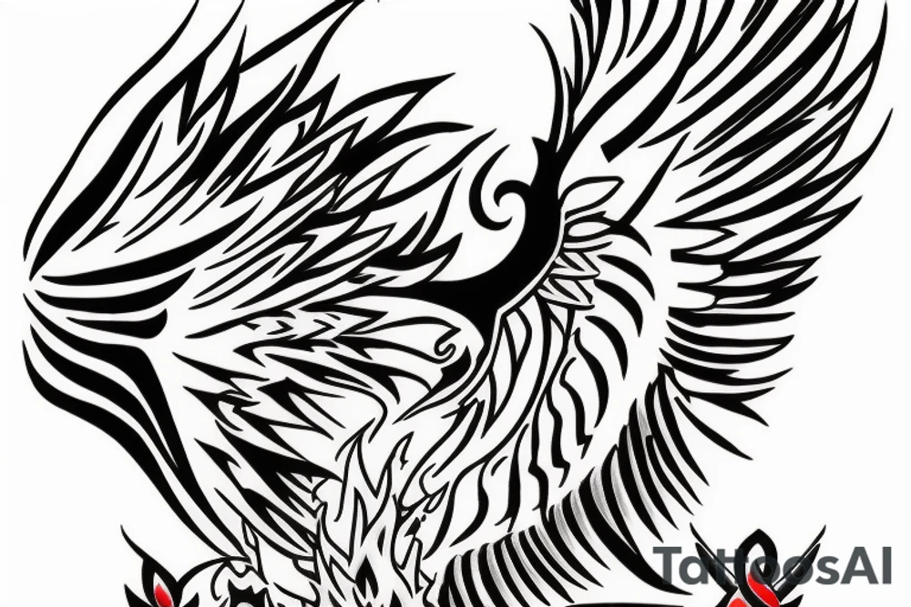 Phoenix from the ashes with the 4 elements on the right flank side on my back tattoo idea