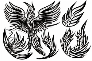 Phoenix from the ashes with the 4 elements on the right flank side on my back tattoo idea