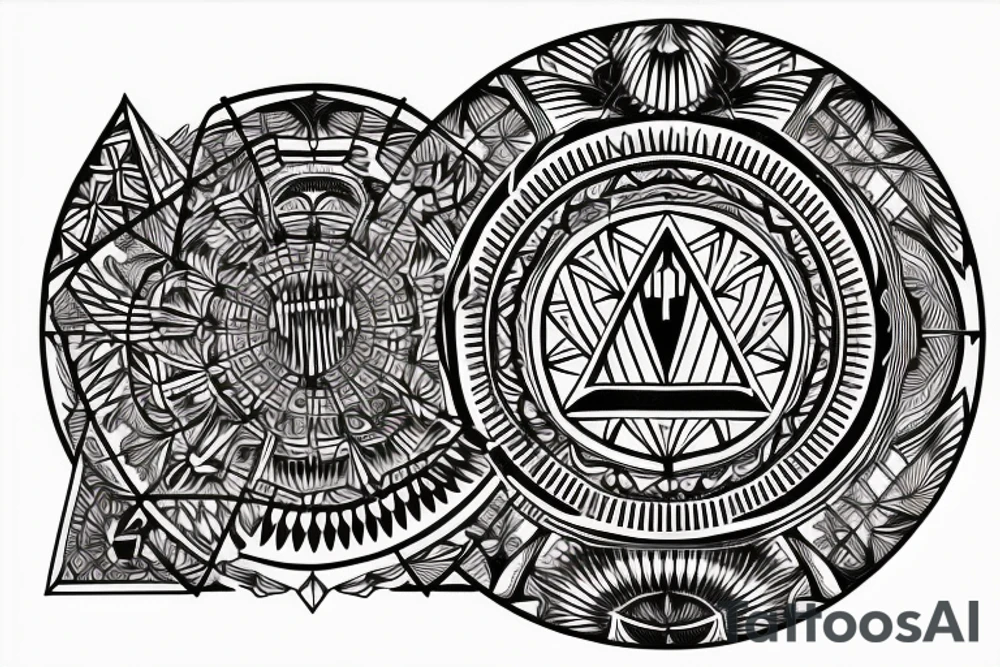 Godly symmetrical sphere pyramid trifunnel tattoo idea
