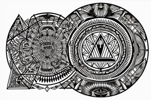 Godly symmetrical sphere pyramid trifunnel tattoo idea