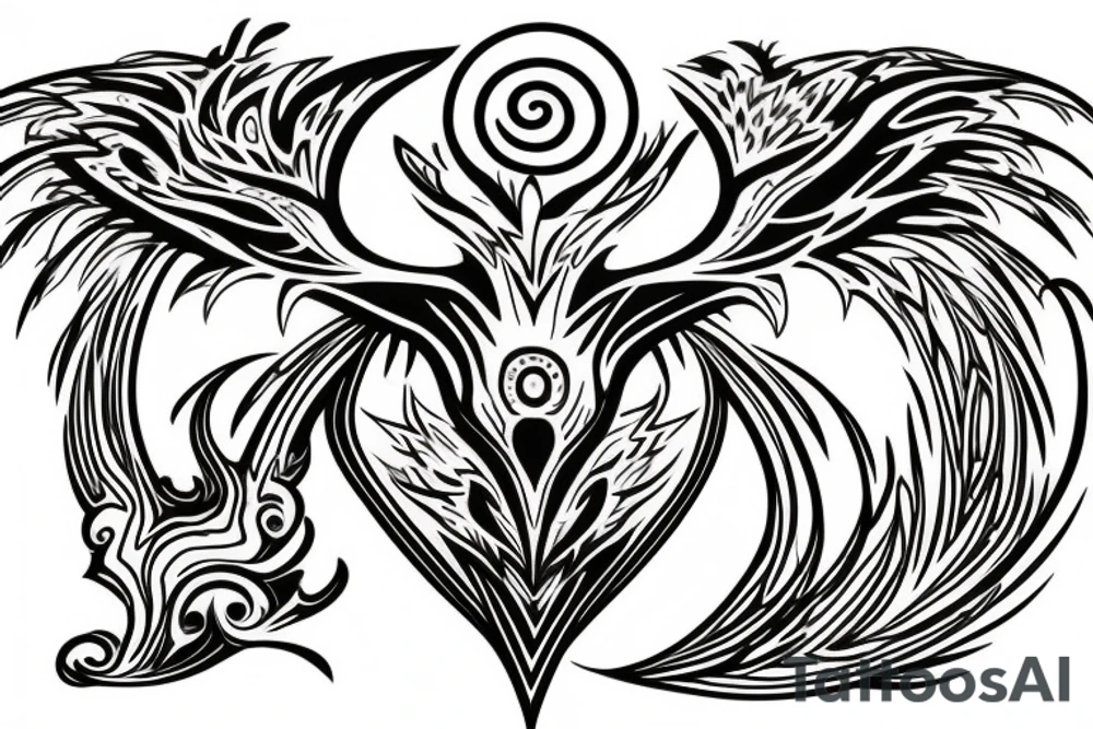 Phoenix from the ashes with the 4 elements on the right flank side on my back tattoo idea