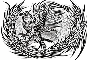 Phoenix from the ashes with the 4 elements on the right flank side on my back tattoo idea