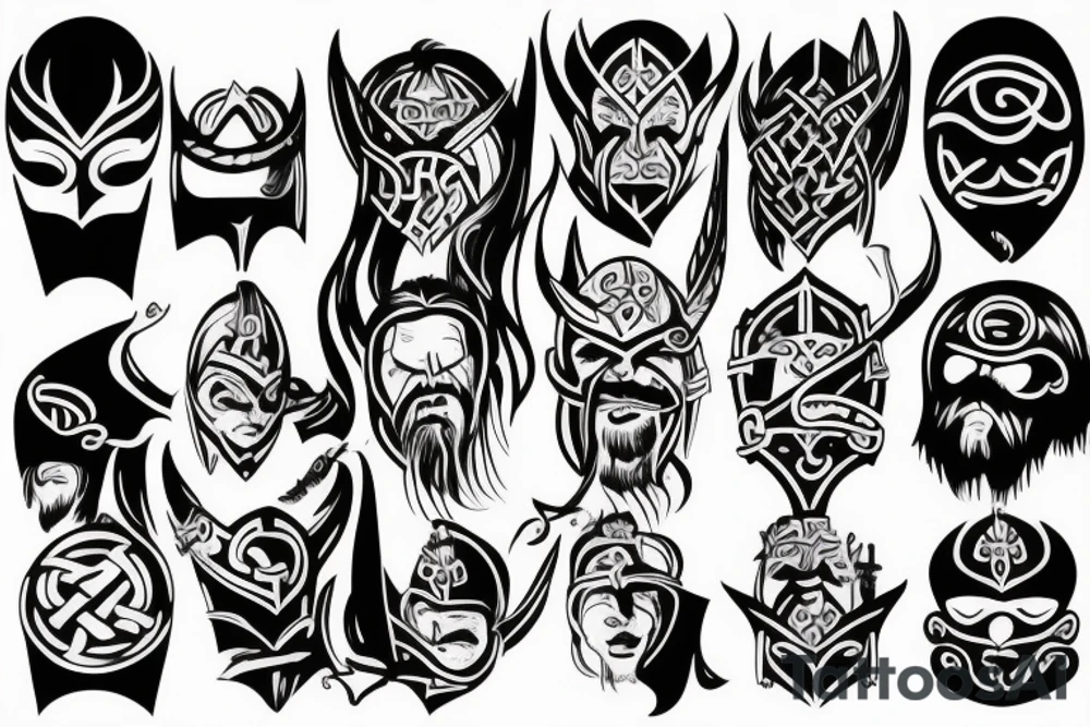 Viking with a mask on his face tattoo idea