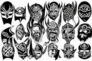 Viking with a mask on his face tattoo idea