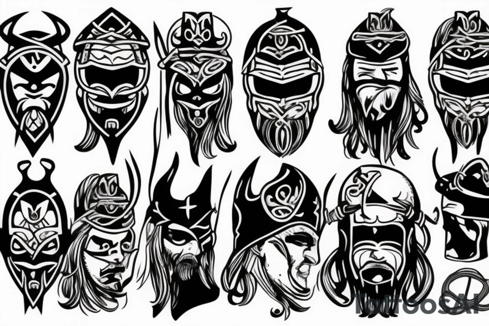 Viking with a mask on his face tattoo idea