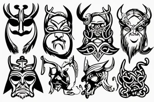 Viking in a forest with a mask on his face tattoo idea