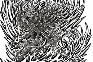 Phoenix from the ashes with the 4 elements on the right flank side on my back tattoo idea