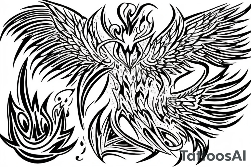 Phoenix from the ashes with the 4 elements on the right flank side on my back tattoo idea
