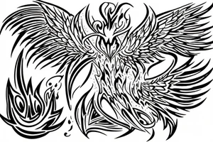 Phoenix from the ashes with the 4 elements on the right flank side on my back tattoo idea