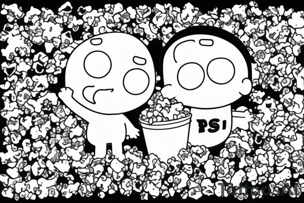 Stewie griffin and he is eating from a popcorn bag tattoo idea