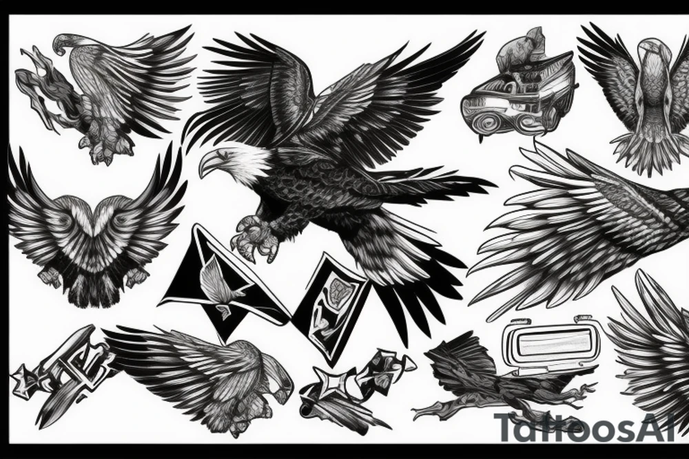 Eagle in a car tattoo idea
