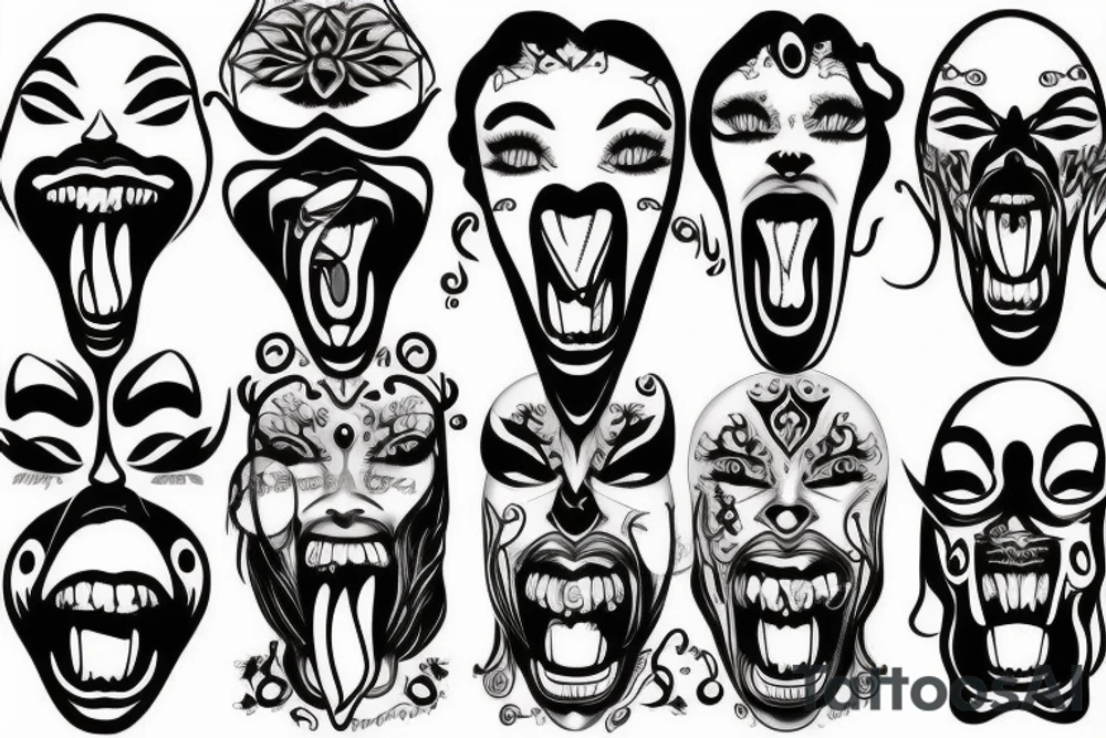 Nostril and tongue piercing tattoo idea