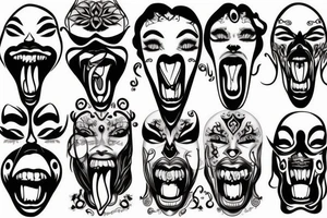 Nostril and tongue piercing tattoo idea