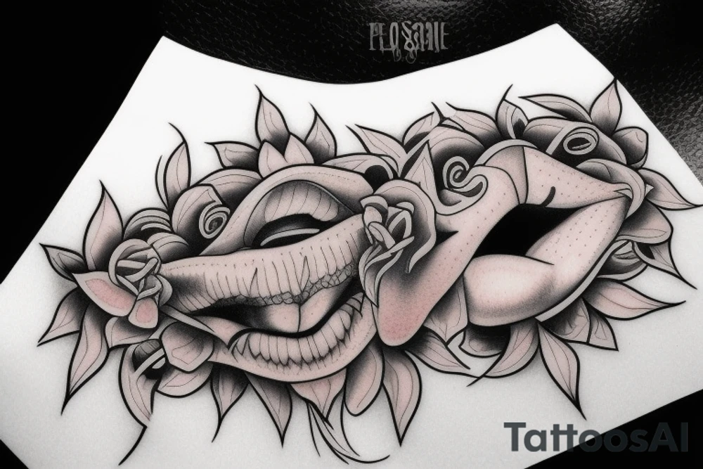 Nostril and tongue piercing tattoo idea