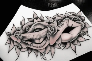 Nostril and tongue piercing tattoo idea