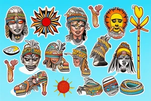 Arawak tribe is standing on a Caribbean Beach with Sunshine for my back tattoo idea