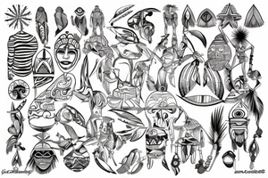 Arawak tribe is standing on a Caribbean Beach with Sunshine for my back tattoo idea