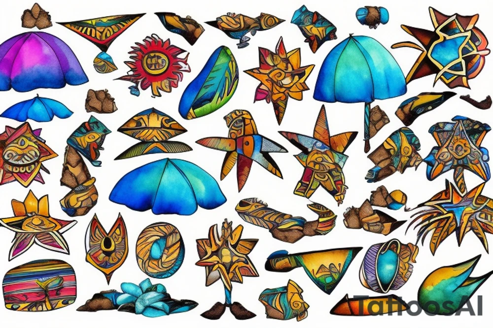 Arawak tribe is standing on a Caribbean Beach with Sunshine for my back tattoo idea
