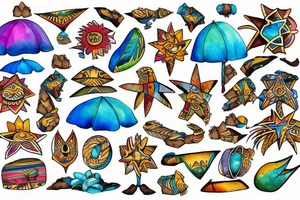 Arawak tribe is standing on a Caribbean Beach with Sunshine for my back tattoo idea